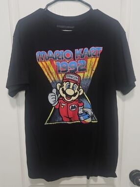 Mario Kart 1992 Graphic Tee - Black with Red & Yellow Print